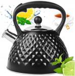 Karl Hausmann Gazra Tehető Vízforraló Síppal, Tetővel, 3 Literes, Acél, Indukciós, Fekete, Ezüst (5905155012302)