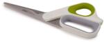 Joseph Joseph PowerGrip - Foarfece de bucatarie universale cu maner integrat pentru degetul mare, lame din otel inoxidabil, margine zimtata, pentru carne, pasari de curte, pizza, ierburi - alb/verde (10302)