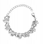 Kokonet Estélyi karkötő levelekkel, állítható strasszokkal, elegáns ezüst (1-0131)