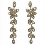 Kokonet Hosszú ezüst fülbevaló virágok kristályok pezsgő (3-0299)