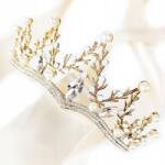 Kokonet Egyedi arany tiara diadém haj korona strassz gyöngyökkel Glam (4-0236)