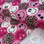  Szabadidő anyag Happy faces pink digital print