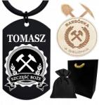  Kulcstartó Bányász medál Gravírozott Barbórka fekete ajándék Ajándék