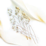 Kokonet Ezüst színű kokówka szett cirkóniákkal és gyöngyökkel, 6 darab Finom dísz Esküvőre (ZESTAW wsuwek srebro ozdoby do włosów)