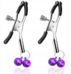  Csipesz Mellbimbó Szorítók Csengőkkel Bdsm Állítható 2DB Fém És Szilikon (Arotic Sensual Bells)