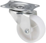 Evotools Roata Mobila Pivotanta cu Flansa din PVC Alb - Fara Frana Sarcina Maxima 30 kg (678372)