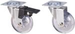 Evotools Roata Mobila Pivotanta cu Flansa PP Transparent - Cu Frana (677847)