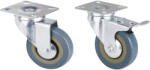 Evotools Roata Mobila Pivotanta cu Flansa din PVC Gri - Cu Frana Diametru 50 mm Sarcina Maxima 20 kg (677472)