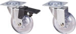 Evotools Roata Mobila Pivotanta cu Flansa PP Transparent - Cu Frana (677846)