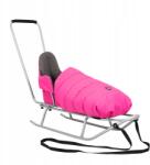 Kunert Bianco Kunert szánkó rózsaszín gyerekeknek háttámlával és hálózsákkal (B śpiworkiem)