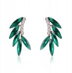 Kokonet Zöld finom legyező fülbevaló strassz levelekkel a bulihoz (3-0385)