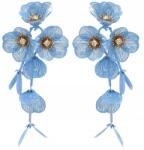Kokonet Pasztell kék dusty fülbevaló virágokkal arany hosszú lógós Nyári (Długie niebieskie kolczyki kwiaty płatki)