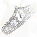 Kokonet Látványos gazdag ezüst korona diadém Tiara esküvői party Miss strasszok (ZJAWISKOWA korona kamienie wow jakość)