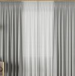 Wisan Két Függöny Szett Szürke Fátyol Függöny Kész Szalaggal 140x250+600x250 (07687698)