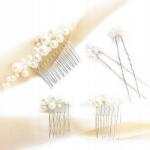 Kokonet Ezüst színű fésű gyöngyökkel díszített hajcsat szett (4-0095)