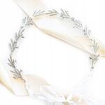 Kokonet Látványos Ezüst hajpánt strasszokkal és levelekkel, fényes (4-0198)