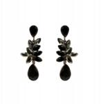 Kokonet Fekete arany színű hosszú Fülbevaló, aranyozott acél, kristályokkal, cirkónia kövekkel, könnyű (3-0450)