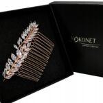 Kokonet Esküvői fésű rózsaszín arany levelek boho garancia (4-0085)