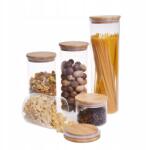 POLIFACH 5x üveg edények Bambo fedővel élelmiszer befőttes üveg kancsó váza P-975 (PF-975)