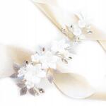 Kokonet Díszes hajcsat hollywoodi hullámokhoz, virágokkal és cirkónia kövekkel, ezüst színű (SREBRNA spinka ozdoba do włosów)