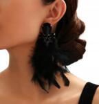 Kokonet Fekete toll fülbevaló elegáns pazar elegáns alkalmi ékszer (3-0426)