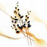 Kokonet Arany-fekete kokárda dísz szett frizura díszítés Elegáns díszek (Czarne złote ozdoby gałązki)