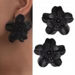 Kokonet Fekete virágos, rusztikus, matt fém fülbevaló női alkalmi és alkalmi viseletre (KWIATOWE kolczyki kwiatek czarny matowy)