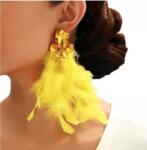 Kokonet Sárga Neon toll fülbevaló ajándék vintage Boho glam hosszú könnyű lógós (3-0424)