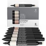 Winsor & Newton ProMarker kétvégű alkoholos filctoll készlet - 6 db, skin tones 1