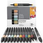 Winsor & Newton ProMarker kétvégű alkoholos filctoll készlet - 12+1 db, manga set 2
