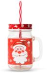 Family Karácsonyi mikulás mintás üvegbögre szívószállal - 450 ml