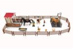 Teddies Alerga / incinta pentru cai + insotitori + cal 2 buc plastic cu accesorii (TD00850392) Figurina