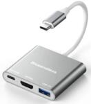 Plasico Computers Usb хъб be hpu3, 3-портов, usb-c 3.0, hdmi 4k/30hz, Сив (hpu3)