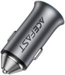 ACEFAST - Autós töltő (B16) - Gyors töltés, USB, Type-C, 95W, PD3.0, Jég-kék hangulatvilágítás, Alumínium ötvözet - Fém szürke