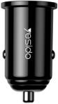 YESIDO Autós Töltő (Y38) - USB, QC3.0, FCP, AFC, 18W, 3A - Fekete