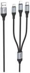 hoco. x102 töltőkábel 3in1, usb - lightning/microusb/type-c, 2.4a, 100cm, cipőfűző, fekete (X102_B)