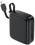 ACEFAST Power Bank Acefast (M15-10000) - Type-C kábel + porttal, 10000mAh, 38.5Wh, PD20W, LED kijelző - Fekete