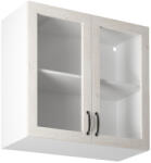 TEMPO KONDELA Felsőszekrény üveggel, fehér/sosna északi, ROYAL G80S (109316)