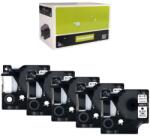 AIMO Set 5 etichete compatibile DYMO LabelManager 12 mm negru pe alb pentru organizare generala, prize si echipamente S0720530 (A45013P5)