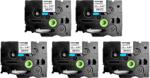 Sanco Grup SG Set 5 benzi laminate SG compatibile Brother TZe-231, 12 mm, negru pe alb, pentru rafturi, inventariere si organizare profesionala (BHSGTZE231P5)