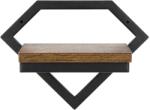 Springos Fali virágtartó, 1db fém és MDF, 25, 5x19 cm, fekete/barna (HF0050)