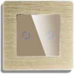 Luxion Intrerupator Dublu Cap Scara / Cruce cu Touch din Sticla si Rama de Aluminiu LUXION RF433 Auriu (LX-MT-R202A-G)