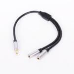 Royal Кабел Royal CABLE-415HQ, от 3.5mm жак(м) към 2x 3.5mm жак(ж), 0.2m, черен, позлатени конектори