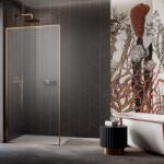 Radaway Paravan de dus tip Walk-in Radaway Modo F SL II cupru periat-transparent 115 cm sticla securizata 8 mm stanga (10419115-93-01L)