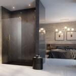 Radaway Paravan de dus tip Walk-in Radaway Modo New II auriu lucios-transparent 50 cm sticla securizata 8 mm (389054-09-01)
