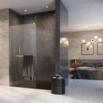 Radaway Paravan de dus tip Walk-in Radaway Modo New II cu portprosop auriu lucios-transparent 155 cm sticla securizata 8 mm (389155-09-01W)