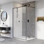 Radaway Paravan de dus tip Walk-in Radaway Modo New Black II Frame negru-transparent 160 cm sticla securizata 8 mm (389164-54-56)