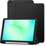  Tablettok Samsung Galaxy Tab A9 8.7 X110 / X115 - obszidián fekete vászon anyagú smart case tablet tok, ceruza tartóval