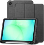  Tablettok Samsung Galaxy Tab A9 8.7 X110 / X115 - szürke vászon anyagú smart case tablet tok, ceruza tartóval