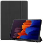 Samsung Tab S7 Plus 12.4 / Tab S8 Plus 12.4, mappa tok, Trifold, érintőceruza tartó, fekete